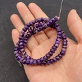 Cuentas espaciadoras redondas y planas de jaspe imperial violeta para joyería DIY - 4x6MM / Estilo 16 (Textura Púrpura)