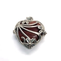 Pendaglio a cuore traforato in argento con filigrana e intarsio in pietra goldstone - 31x32mm / Pietra di Sabbia d'Oro