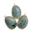 Macro detail of faceted teardrop labradorite pendants with gold plated edges for DIY jewelry - Water Drop Pendant (Pendant Only) / Flash Stone (Labradorite)