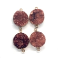 Natuurlijke kristallen hangers met vergulde rand voor DIY-sieraden maken - 21 x 29 mm / Donkerrood