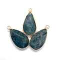 Lapis lazuli druppelvormige hanger met goudkleurige rand voor DIY sieraden maken - Nr. 4 (Blauwe Goudsteen) / 16x30mm