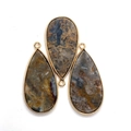 Colgantes de piedra natural en forma de gota con borde dorado para hacer joyas - 21x45mm / US 8
