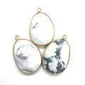 Waterdrop-shaped white howlite stone pendants with gold trim for DIY jewelry - Water Drop Pendant (Pendant Only) / Howlite
