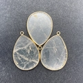 Waterdrop-shaped Amazonite pendant with a golden metal frame for DIY jewelry - White Crystal