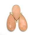 Tres colgantes de piedra natural en forma de gota con bordes dorados para bisutería - 21x45mm / US 15
