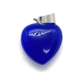 Blue heart-shaped natural stone pendant with silver clasp for DIY jewelry making - Blue Agate (No. 4)