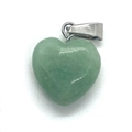 Green aventurine heart pendant with silver metal clasp on a clean white background - Green Aventurine