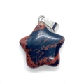 Colgante de estrella de piedra natural con textura roja y negra y cierre plateado - Obsidiana Caoba (No.10)