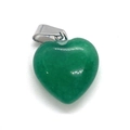 Green aventurine heart pendant with silver bail for DIY jewelry making and crafts - Green Jade