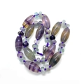 Polychromatic fluorite necklace featuring cylindrical beads with a purple woven cord - 10x20mm / Fluorite Style (17号)