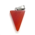 Roter Achat-Anhänger in Dreiecksform mit silberner Metallöse für DIY-Schmuck - Roter Achat Dreieck-Anhänger / Roter Achat