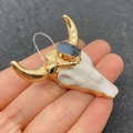Bull head natural stone acrylic pendant with golden horns and white polished finish - Dark Blue (No.4)