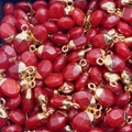 Rode stenen druppelhangers met gouden sluiting voor DIY halsketting accessoires - Rode Agaat Stijl (1) / 8x14mm