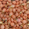 Oranje-roze edelsteen hangers met gouden kapjes voor DIY-sieraden maken - Oranje Roze Steen Stijl (3) / 8x14mm