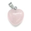 Polished heart-shaped rose quartz stone pendant with a silver metal bail - Rose Quartz