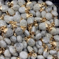 Ovale grijze natuursteen hanger met gouden kap voor het maken van DIY ketting sieraden - Grijze Ovale Steen Stijl (5) / 8x14mm