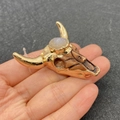 Golden bull skull pendant with inlaid purple crystal stone for DIY jewelry making - Light Purple Gold (No. 10)