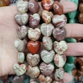 Handverlesene herzförmige Jaspis-Natursteinperlen für DIY-Schmuck und Kunsthandwerk - 16x16x8mm (~12 Stück/Packung) / Jaspis