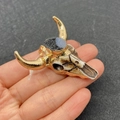 Bohemian gold plated bull skull pendant with white texture and black crystal stone inlay - Black Druzy (No. 12)