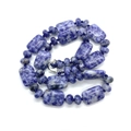 Collier en sodalite naturelle avec perles rectangulaires et cordon tressé bleu - Sodalite