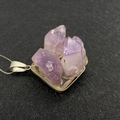 Natural purple amethyst cluster pendant with silver metal base in irregular raw stone shape - 29x39mm / No.3 (Amethyst)