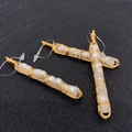 Handmade gold wire wrapped pendant with irregular white pearls for DIY jewelry making - Gold Style (Style 2)
