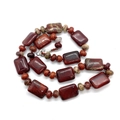 Collier en jaspe rouge rectangulaire et perles de pierre tachetées de style ethnique - Pierre Arc-en-ciel