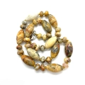 Ethnic handmade necklace featuring cylindrical natural ruby zoisite and turquoise stone beads - 10x20mm / Natural Agate (No. 11)