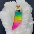 Ciondolo a corno sfumato arcobaleno con gancio in metallo dorato per collane DIY - Sfumato Arcobaleno (N. 7)