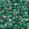 Ovale groene malachiet hangers met zilveren oogjes voor DIY sieraden maken set - Malachiet