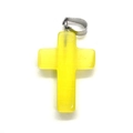 Cross pendant in yellow cat eye stone texture with silver bail for jewelry DIY - Yellow Cat's Eye (No. 31)