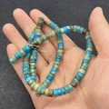 Cuentas cilíndricas planas de piedra imperial turquesa y marrón para joyas de bricolaje - 3x6mm (125 Piezas/Paquete) / Azul Verde Marrón (Número 7)