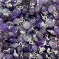 Natuurlijke amethist facet hangers met metalen lussen voor DIY ketting sieraden maken - Amethist