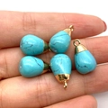 Cinq pendentifs goutte en turquoise avec capuchon plaqué or 18k pour bijoux DIY - Turquoise Bleue