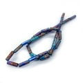 Cuentas cilíndricas de piedra imperial azul y violeta con textura jaspeada para joyería - 4x13mm / Mármol Azul Púrpura (No. 14)