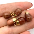 Waterdrop goldstone pendant with golden metal cap for DIY jewelry making sets - Gold Sandstone