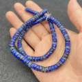 Perline cilindriche in pietra imperiale blu scuro 2x4mm con trama naturale per DIY - 3x6mm / Stile con trama irregolare blu scuro (N. 21)