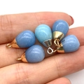 Water drop blue natural stone pendants with gold and silver caps for jewelry making - Blue Aventurine