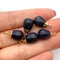 Blue Goldstone teardrop pendant with gold-plated bail for DIY jewelry making - Blue Sandstone