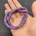 Perline in pietra naturale viola di forma cilindrica piatta per gioielli fai da te - 3x6mm / Stile trama maculata viola (N. 16)