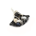Handmade wire wrapped star pendant with natural pearls and abalone shell shell on black stone - Black Ore Abalone Shell Style (D)