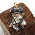Irregular handmade wire-wrapped pearl pendant with dark blue iridescent main stone - Iridescent Dark Pearl Style (No. 2)