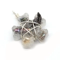Detailed macro view of leaf-shaped resin pendant with colorful shell fragments and wire wrapping - Transparent Resin Snowflake Shape Style (G)