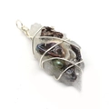 Handmade wire-wrapped raw crystal pendant with blue freshwater pearls and silver wire - Irregular Transparent Raw Ore Wire Wrapped Style (L)