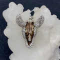 Bull head pendant with brown natural stone texture and sparkling white crystals - Style 5 (1003-B210712011)