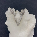 Bull head skull pendant with silver metal frame and white crystals for DIY necklaces - Style 6 (1003-B210712011)