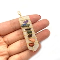 Handgemaakte chakra kristallen hanger met agaat pijlsteen en gouden draadwikkeling - Witte Kwarts Stijl (Nr. 5)