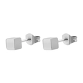 Polished stainless steel square stud earrings with minimalist cubic geometric design - 4mm / Steel