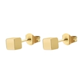 Minimalist square cube stud earrings in polished gold titanium steel with push backs - 4mm / Gold