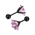 Détail de boucles d'oreilles zircon rose avec serti griffes noir et fermoir à vis à bille - Base Noire avec Zircone Rose (1 pièce, 3 mm) / Tige 0.8*6mm